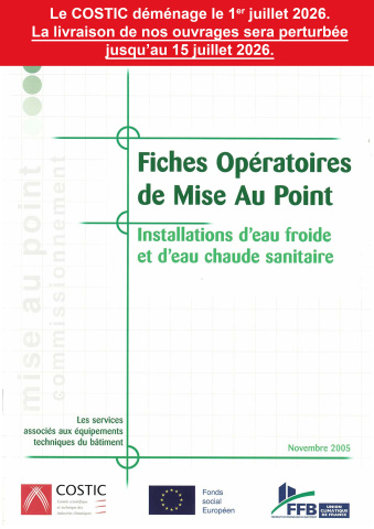 Fiches Opératoires de M.A.P. Installations eau froide & eau chaude sanitaire