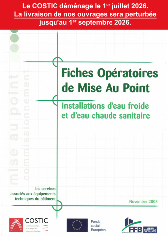 Fiches Opératoires de M.A.P. Installations eau froide & eau chaude sanitaire